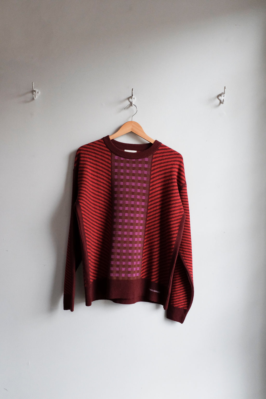 Jacquard Knit Sweater - Burgundy