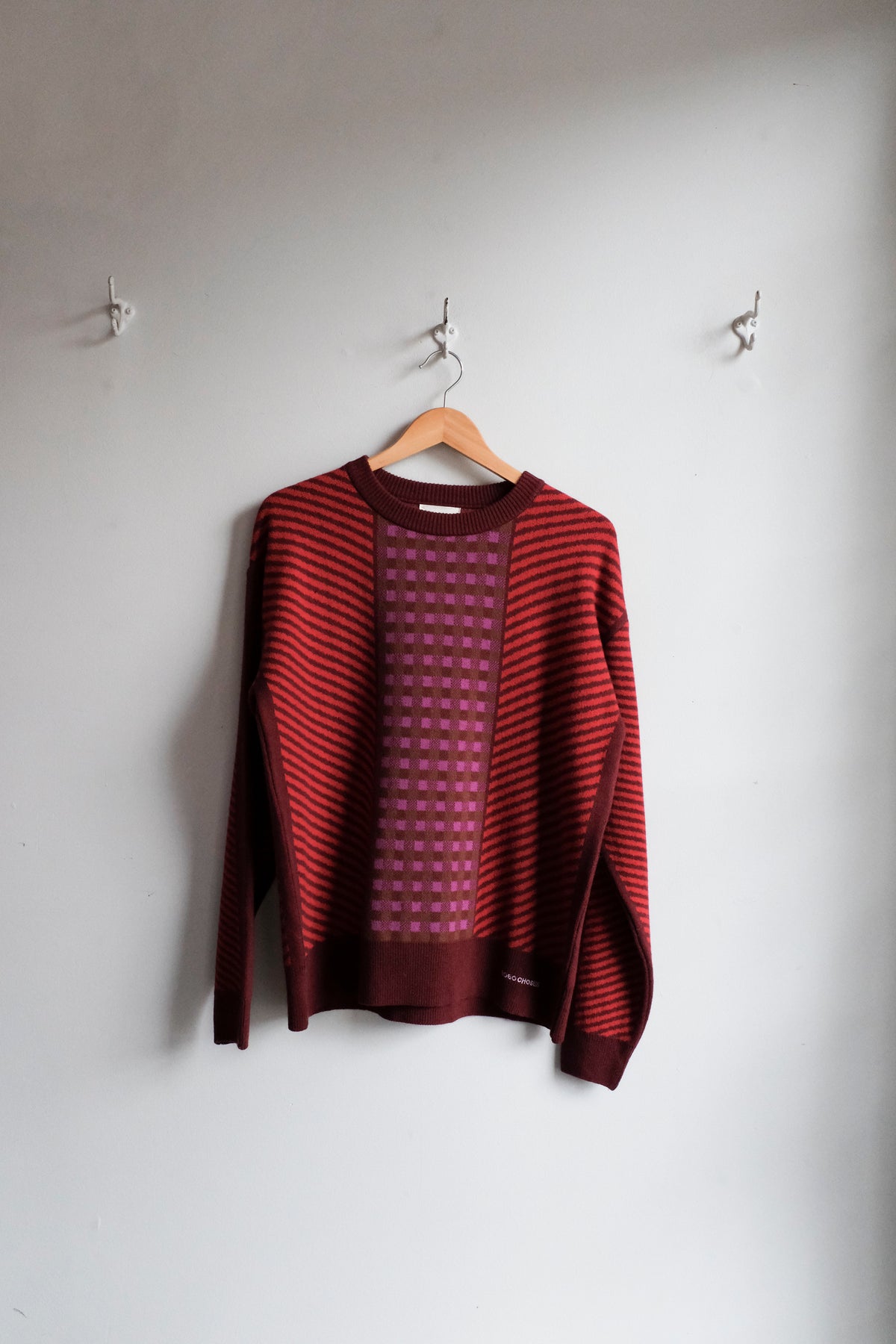 Jacquard Knit Sweater - Burgundy