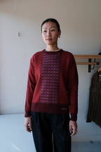 Jacquard Knit Sweater - Burgundy