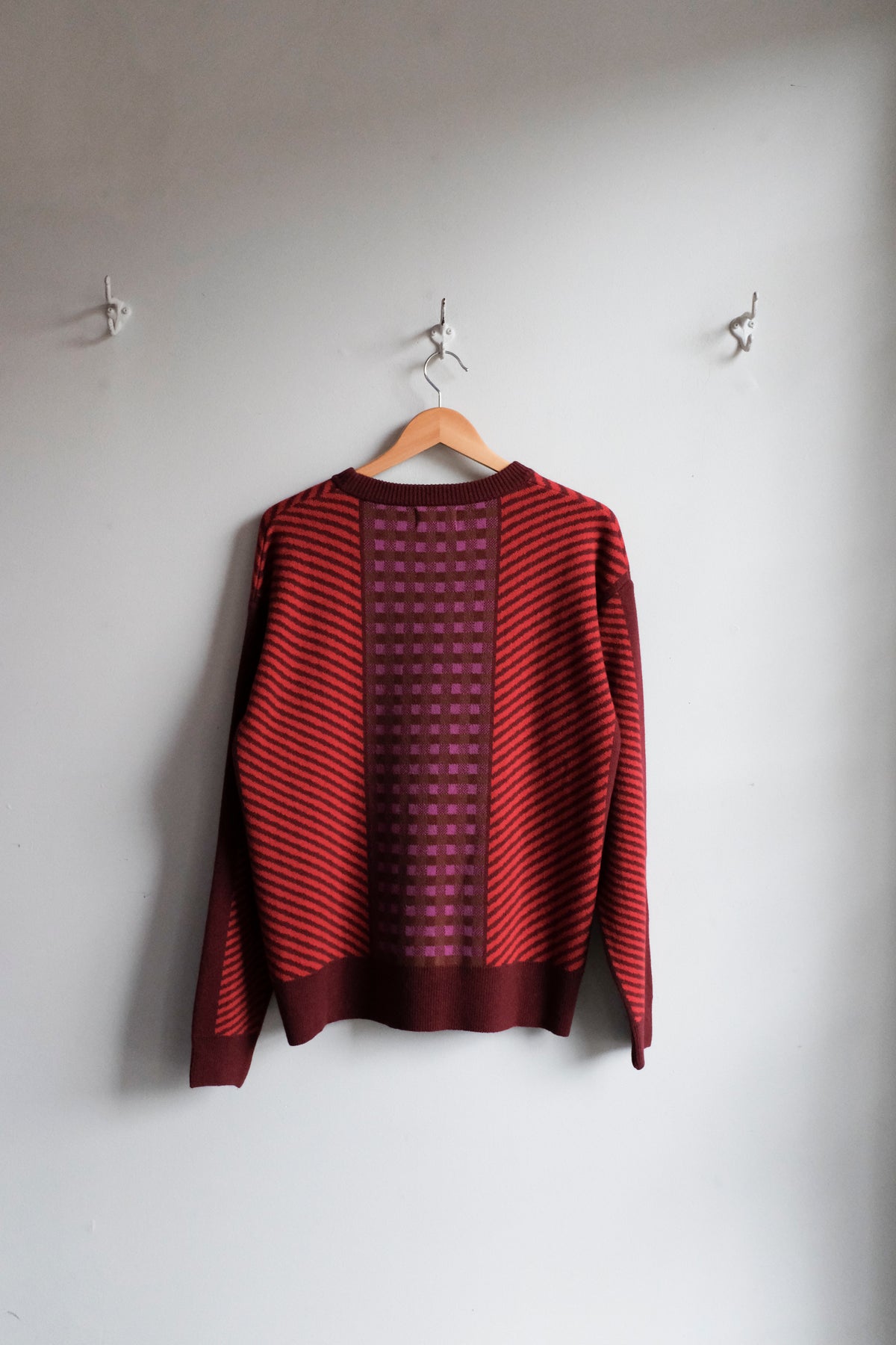 Jacquard Knit Sweater - Burgundy