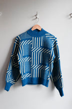 Maze Jacquard Sweater - Blue