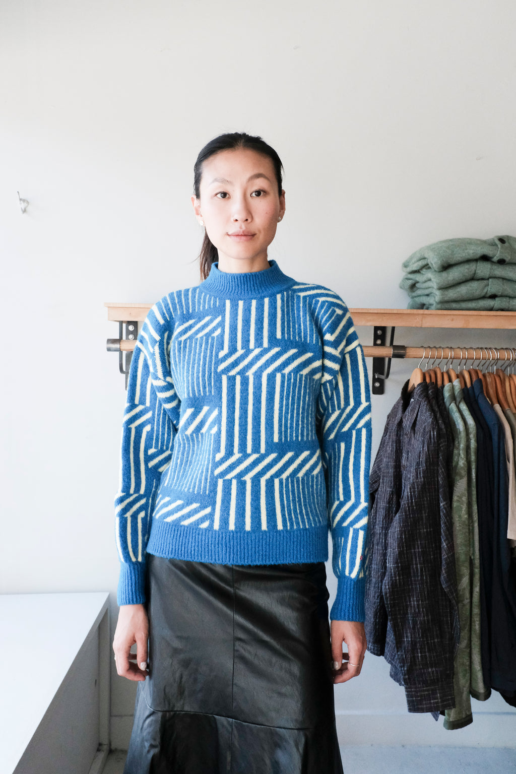 Maze Jacquard Sweater - Blue