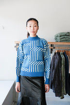 Maze Jacquard Sweater - Blue