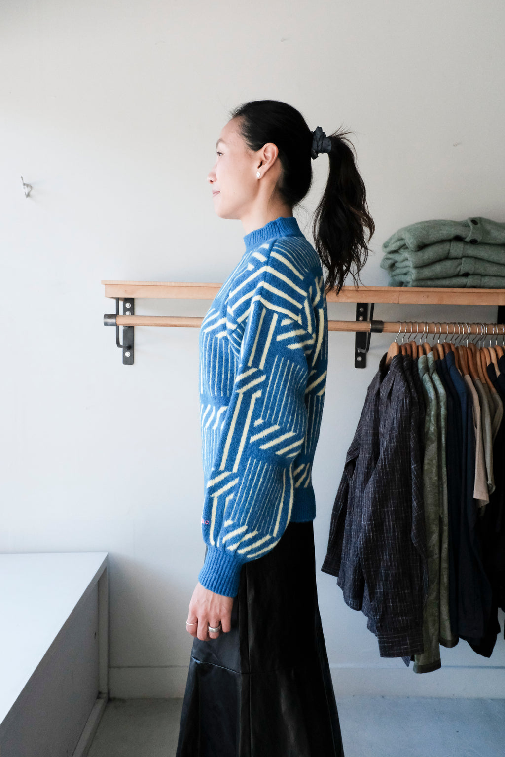Maze Jacquard Sweater - Blue