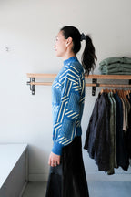 Maze Jacquard Sweater - Blue