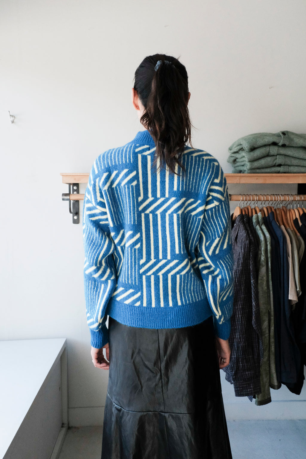 Maze Jacquard Sweater - Blue