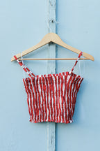 Bobo Choses - Striped Cotton Top - Red/White - flat back