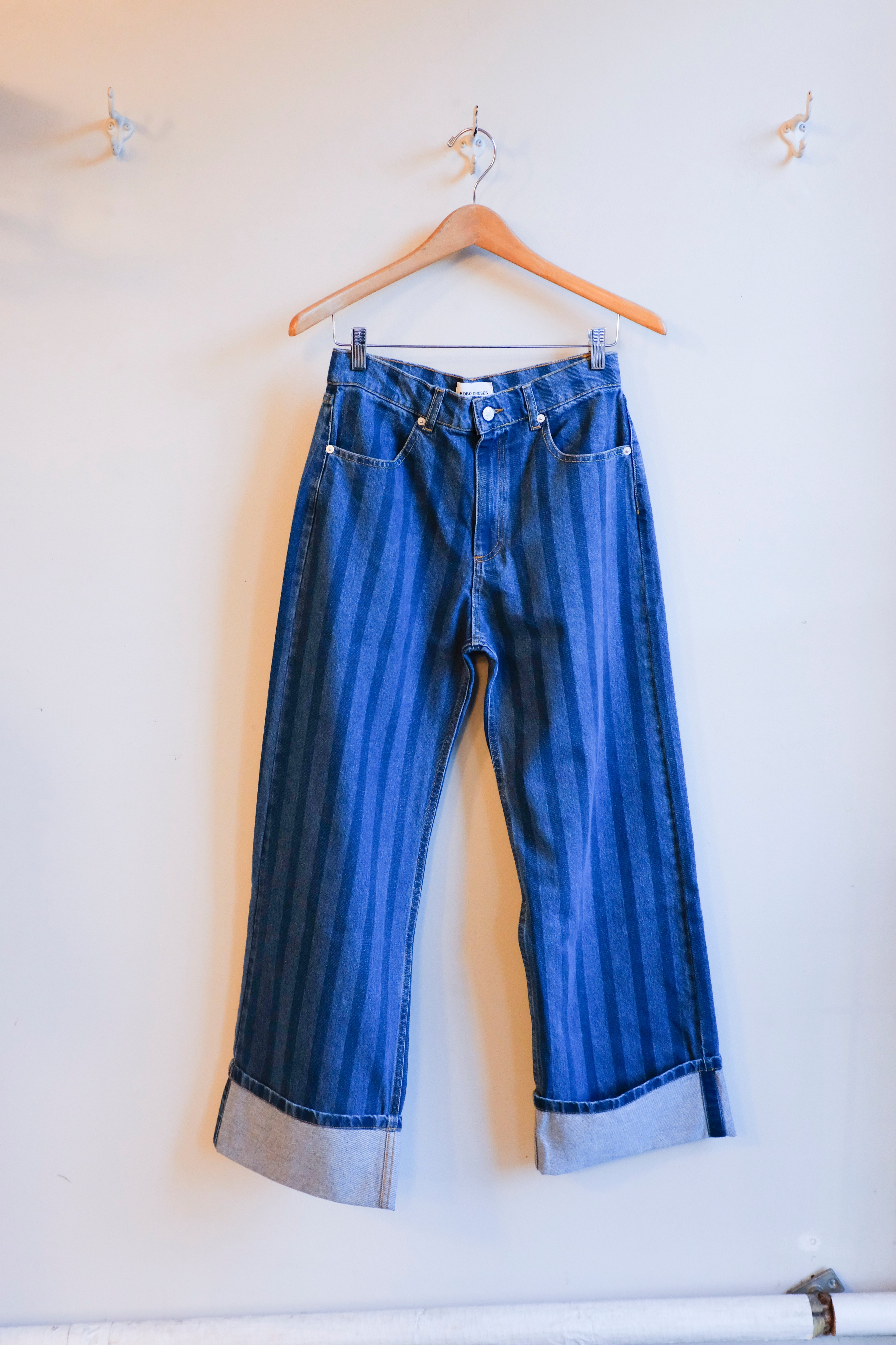Bobo Choses - Striped Wide-Leg Jeans - Blue - flat front