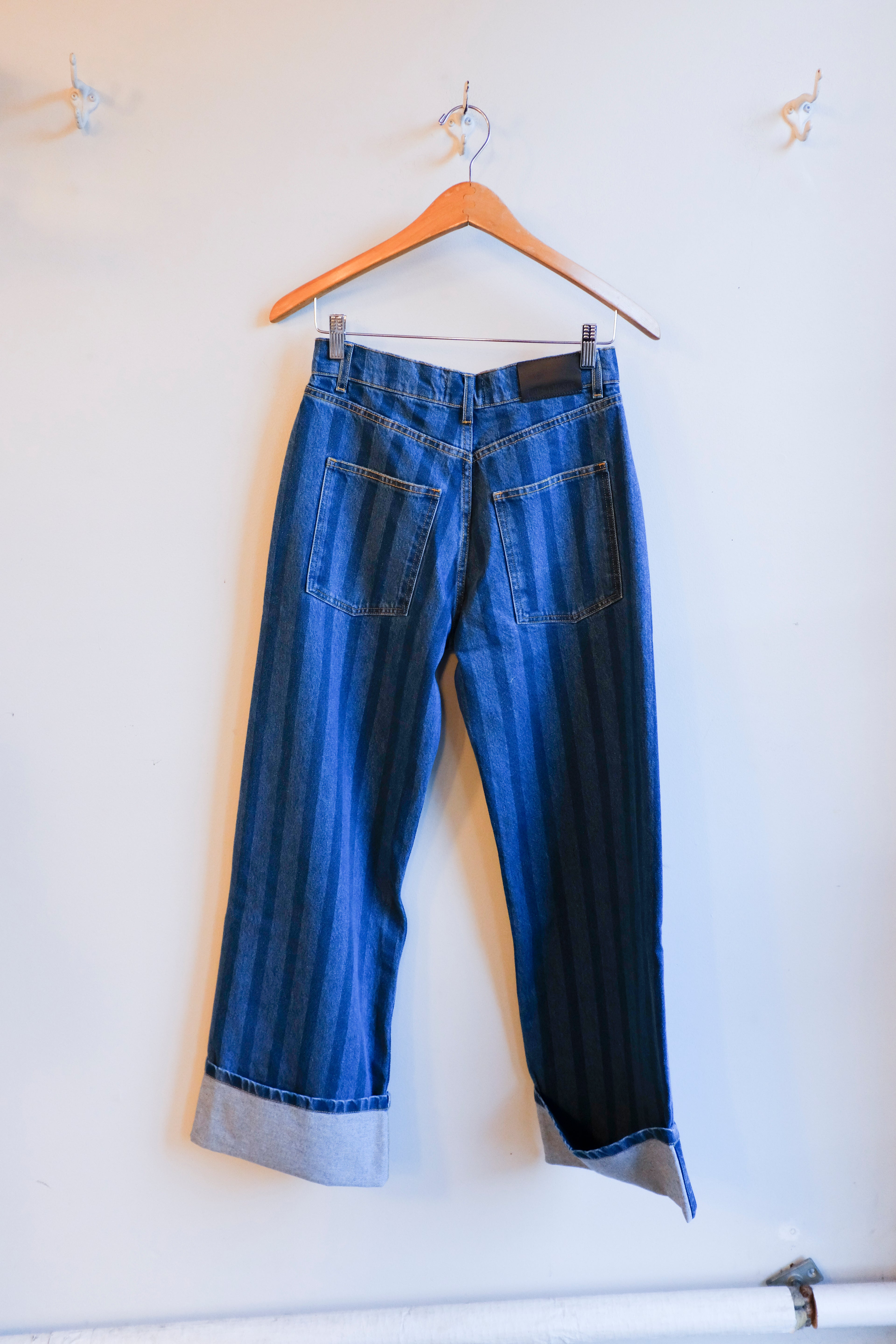 Bobo Choses - Striped Wide-Leg Jeans - Blue - flat back