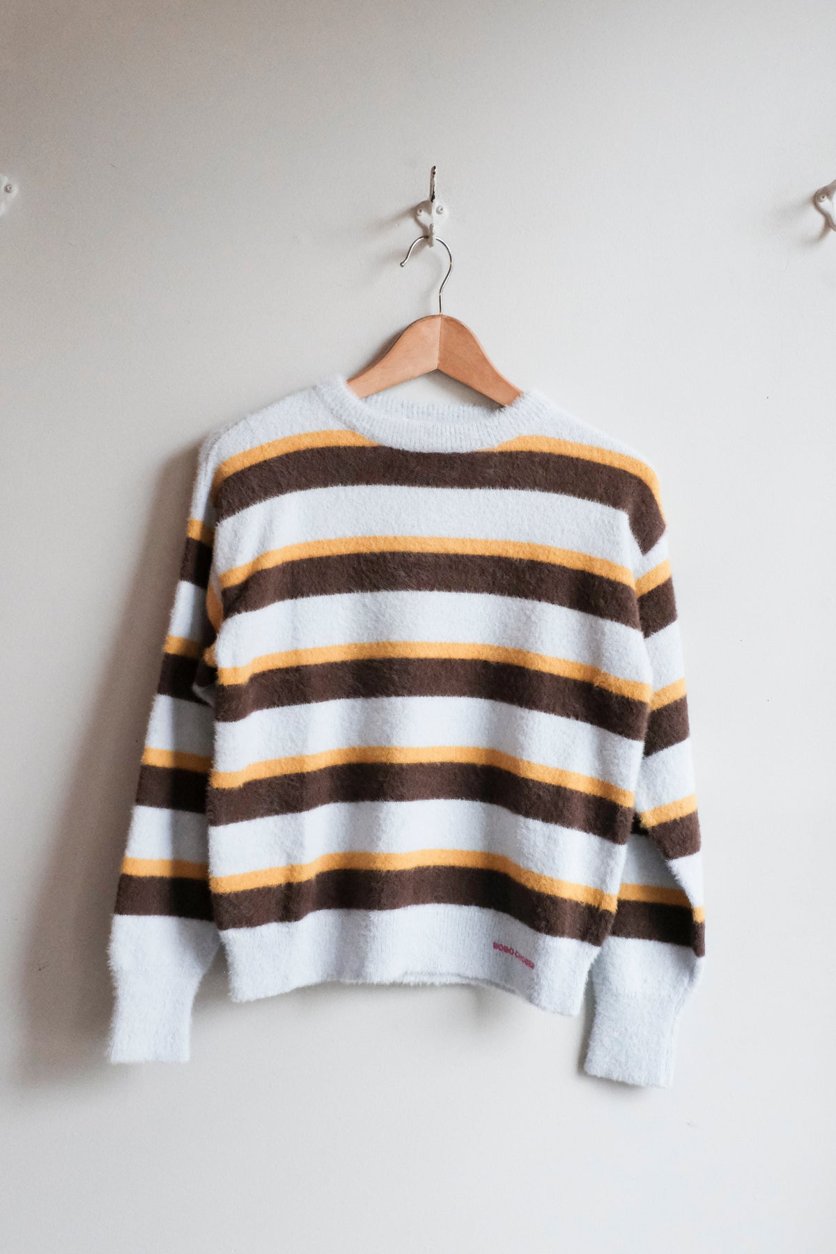 Striped Hairy Yarn Sweater - Multicolour