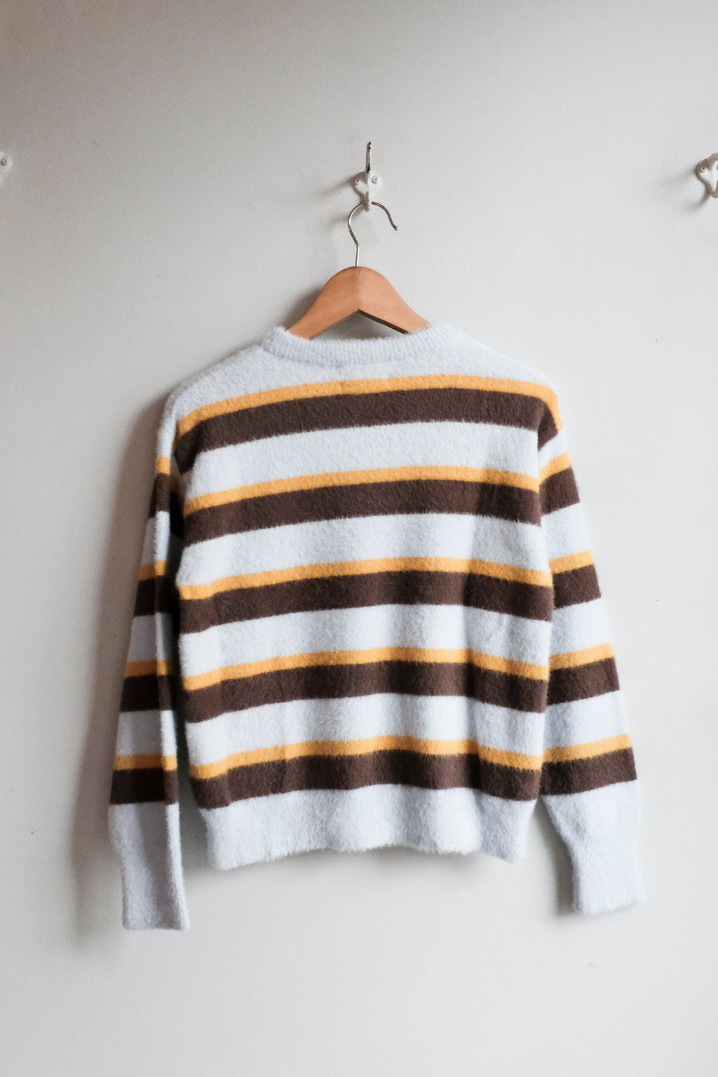 Striped Hairy Yarn Sweater - Multicolour