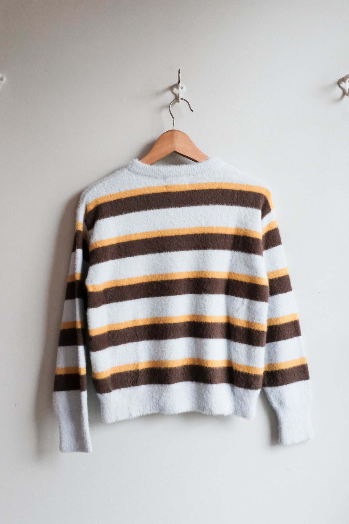 Striped Hairy Yarn Sweater - Multicolour