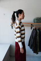 Striped Hairy Yarn Sweater - Multicolour