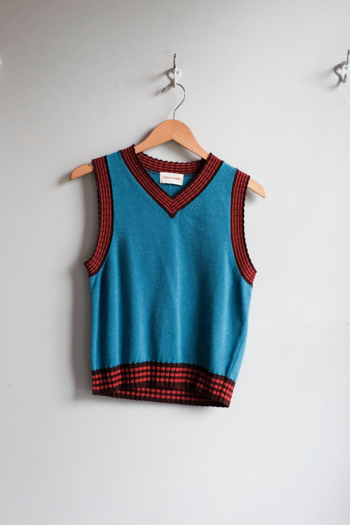 Striped Knit Wool Vest - Blue