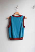 Striped Knit Wool Vest - Blue