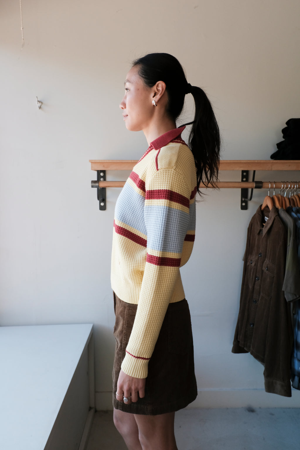 Structured Polo Sweater - Beige