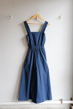 Bobo Choses - Textured Cotton Overalls - Navy Blue - flat front