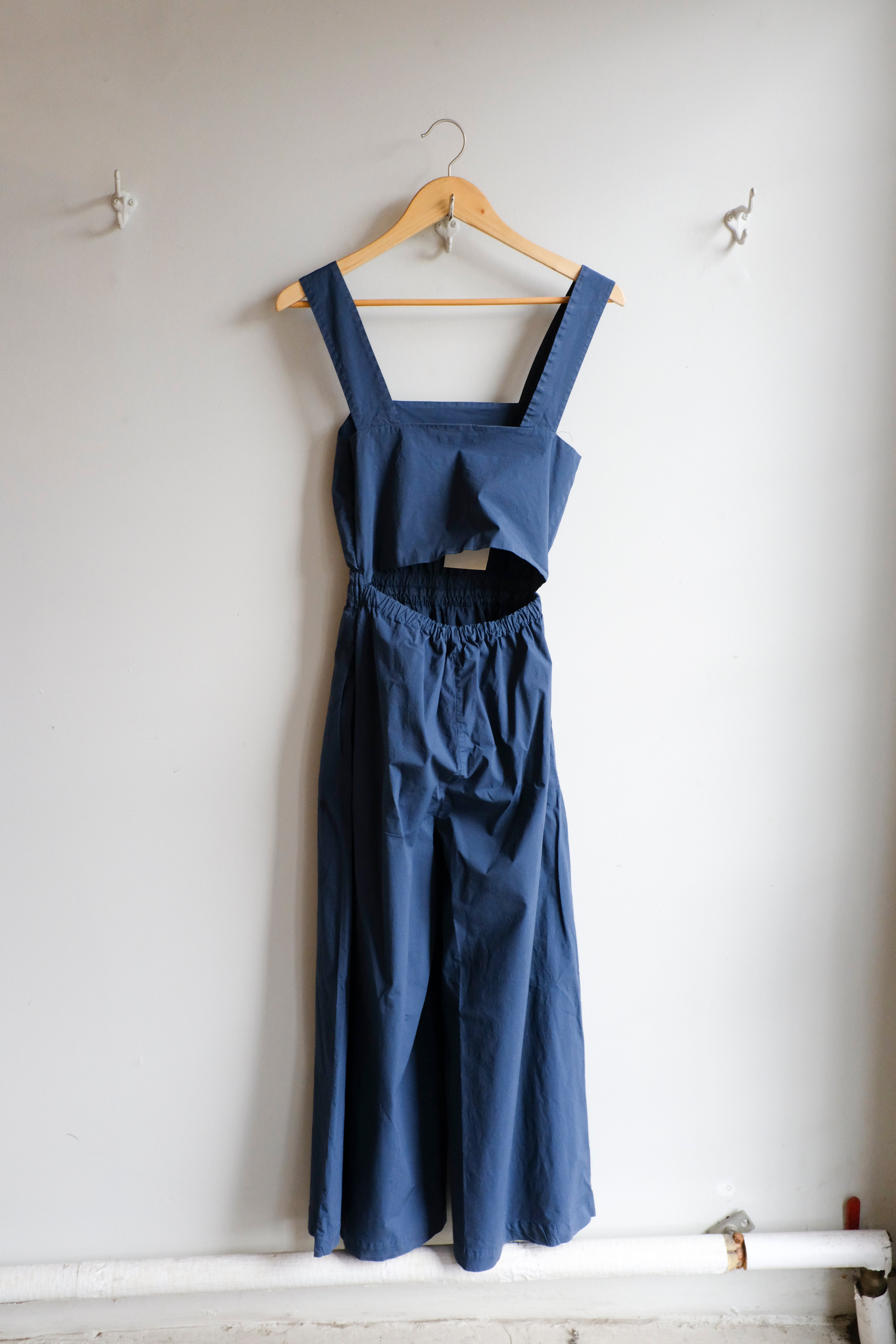 Bobo Choses - Textured Cotton Overalls - Navy Blue - flat back