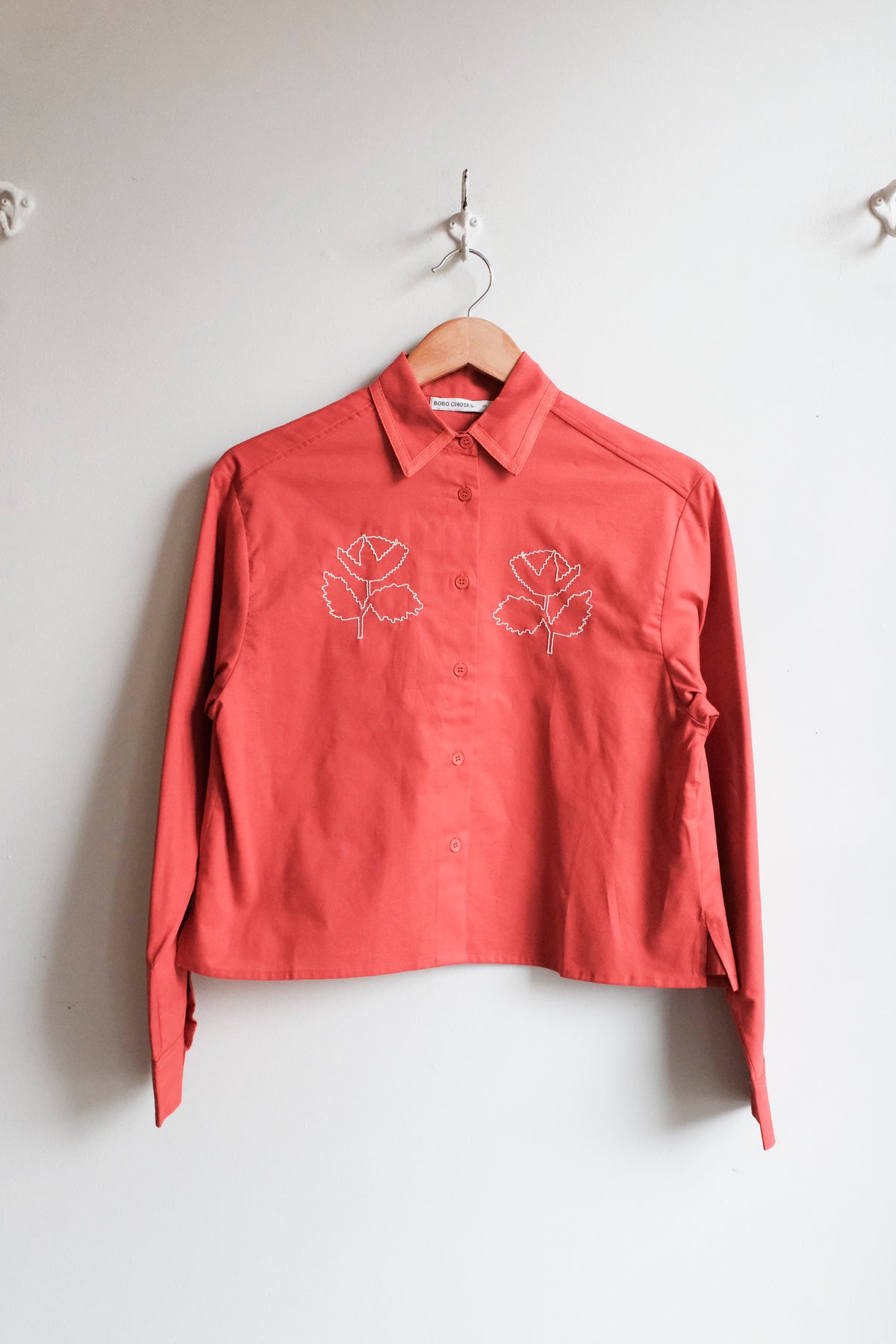 Vibrant Flower Embroidery Shirt - Red