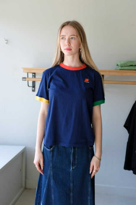 Thinking Mu - Colour Block T-Shirt - Navy Blue - front
