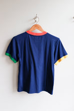Load image into Gallery viewer, Thinking Mu - Colour Block T-Shirt - Navy Blue - flat back
