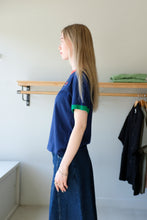 Load image into Gallery viewer, Thinking Mu - Colour Block T-Shirt - Navy Blue - side
