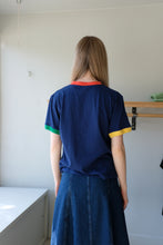 Load image into Gallery viewer, Thinking Mu - Colour Block T-Shirt - Navy Blue - back
