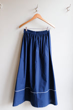 Load image into Gallery viewer, Thinking Mu - Contrast Trim Skirt - Navy Blue - flat back

