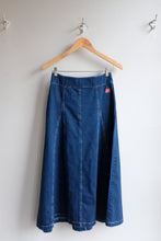 Load image into Gallery viewer, Thinking Mu - Denim Flared Skirt - Blue - flat back
