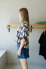 Load image into Gallery viewer, Thinking Mu - Lucky Fish Knitted Polo - Navy Blue - side
