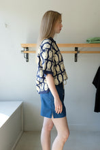 Load image into Gallery viewer, Thinking Mu - Lucky Fish Knitted Polo - Navy Blue - side
