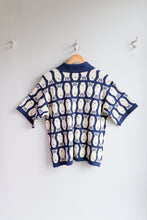 Load image into Gallery viewer, Thinking Mu - Lucky Fish Knitted Polo - Navy Blue - flat back
