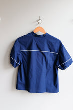 Load image into Gallery viewer, Thinking Mu - Puff Sleeve Shirt - Navy Blue - flat back
