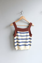 Load image into Gallery viewer, Thinking Mu - Stripes Knitted Tank Top - Off-White - flat back
