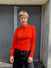 Load image into Gallery viewer, Filippa K = Shiny Rib Button Polo - Red Orange - front
