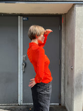 Load image into Gallery viewer, Filippa K = Shiny Rib Button Polo - Red Orange - side
