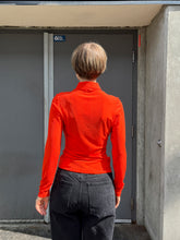 Load image into Gallery viewer, Filippa K = Shiny Rib Button Polo - Red Orange - back

