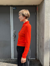 Load image into Gallery viewer, Filippa K = Shiny Rib Button Polo - Red Orange - side
