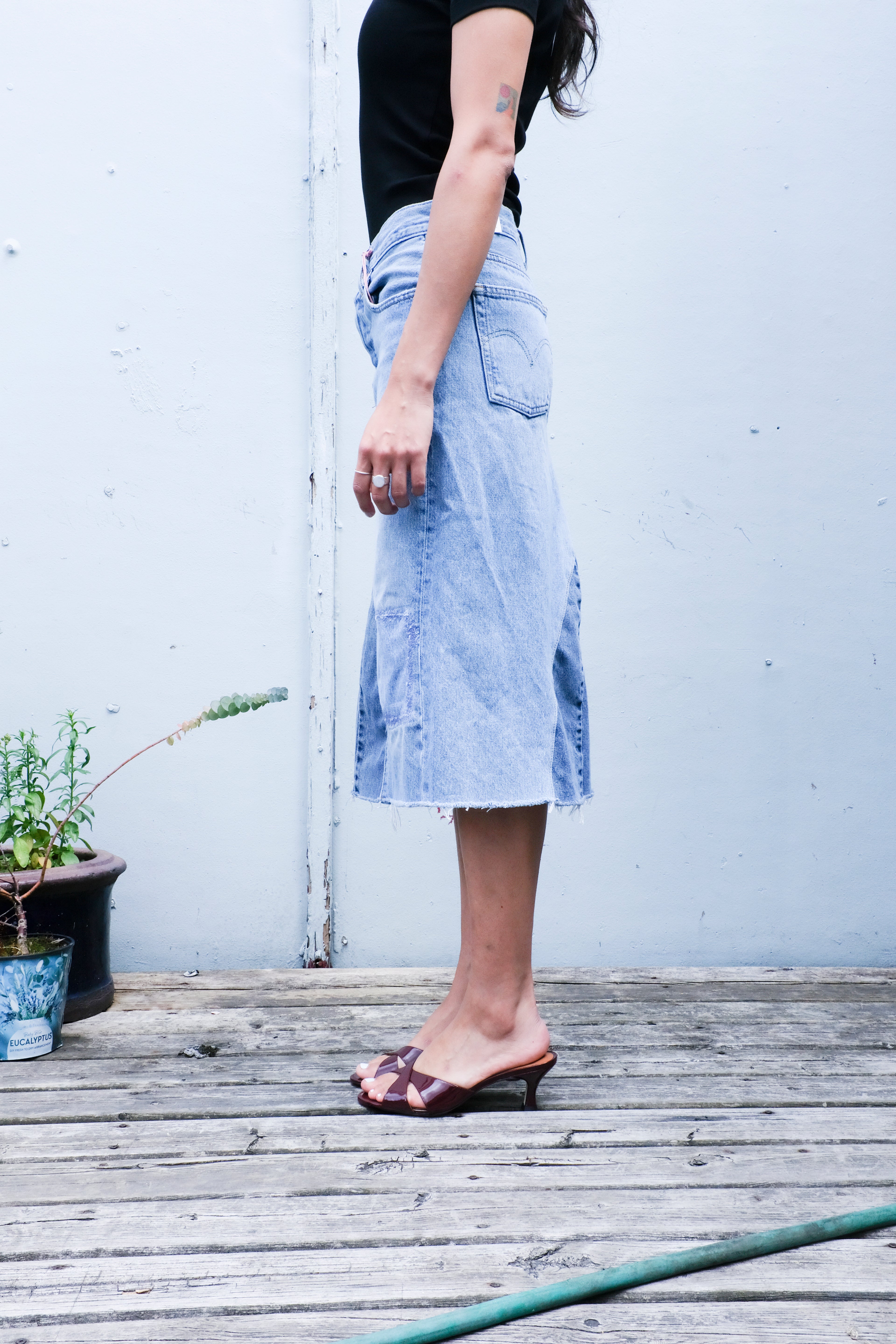bsides - Reworked Vintage Skirt - Indigo Mix - side