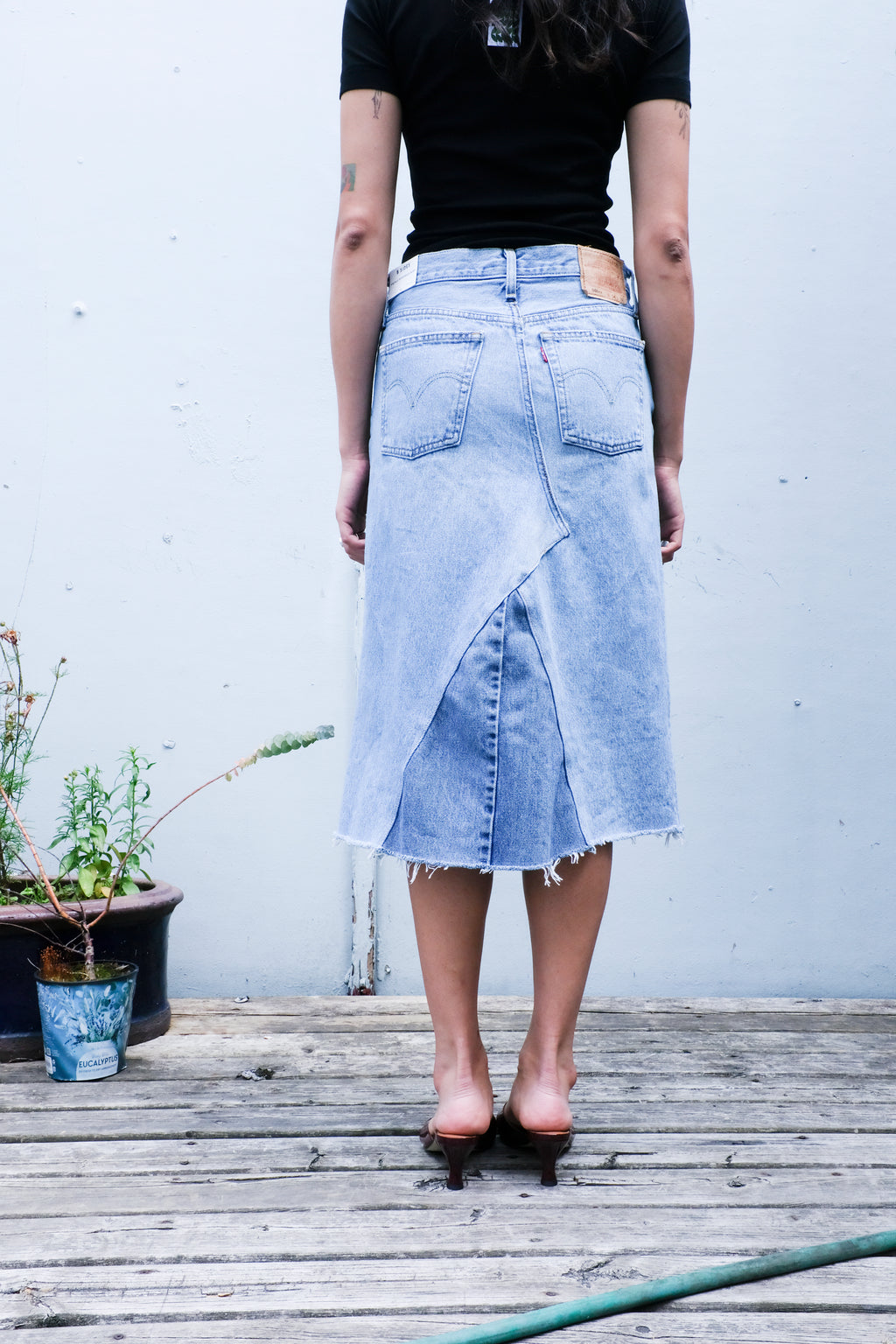 bsides - Reworked Vintage Skirt - Indigo Mix - back 