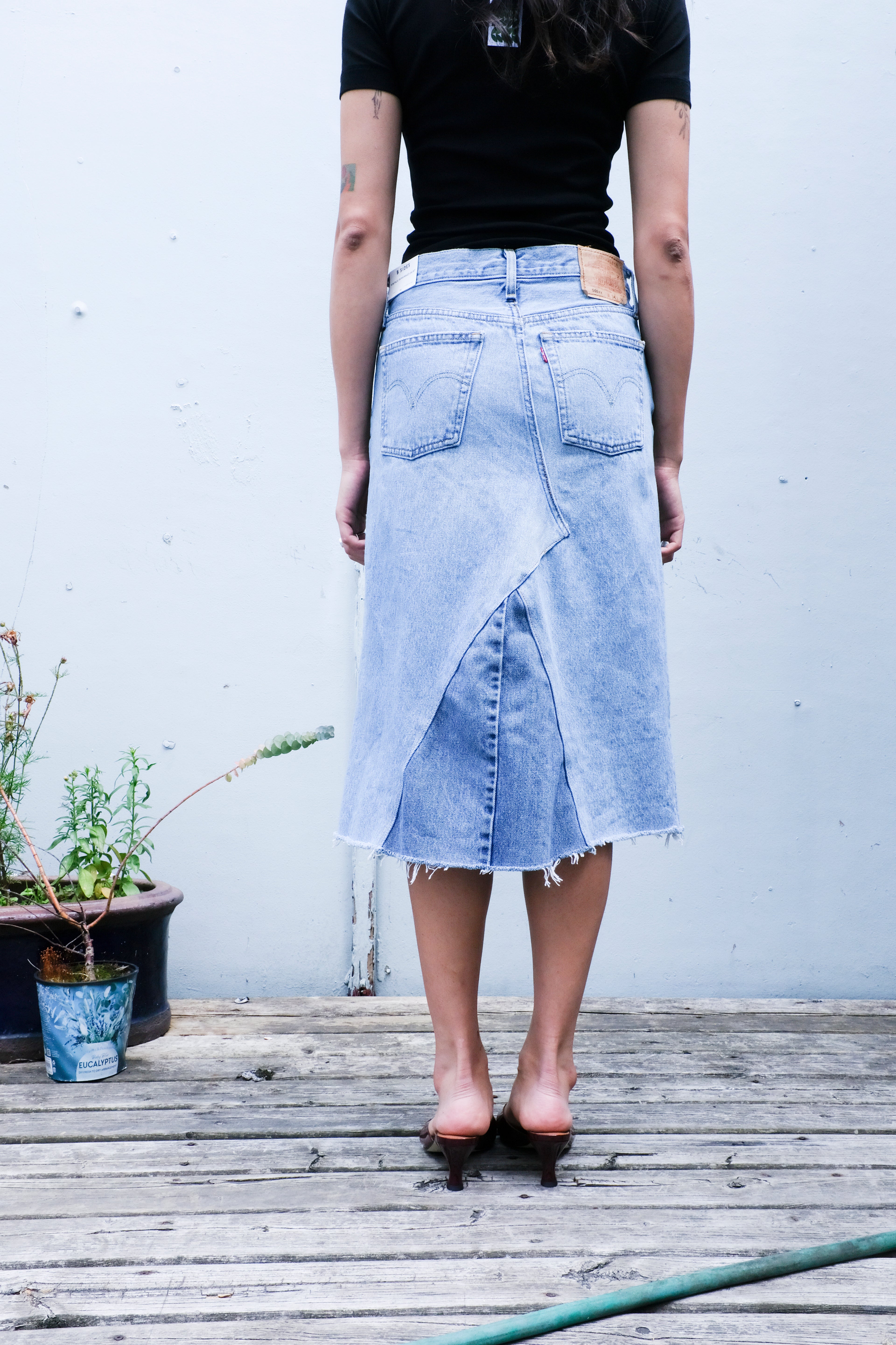 bsides - Reworked Vintage Skirt - Indigo Mix - back 