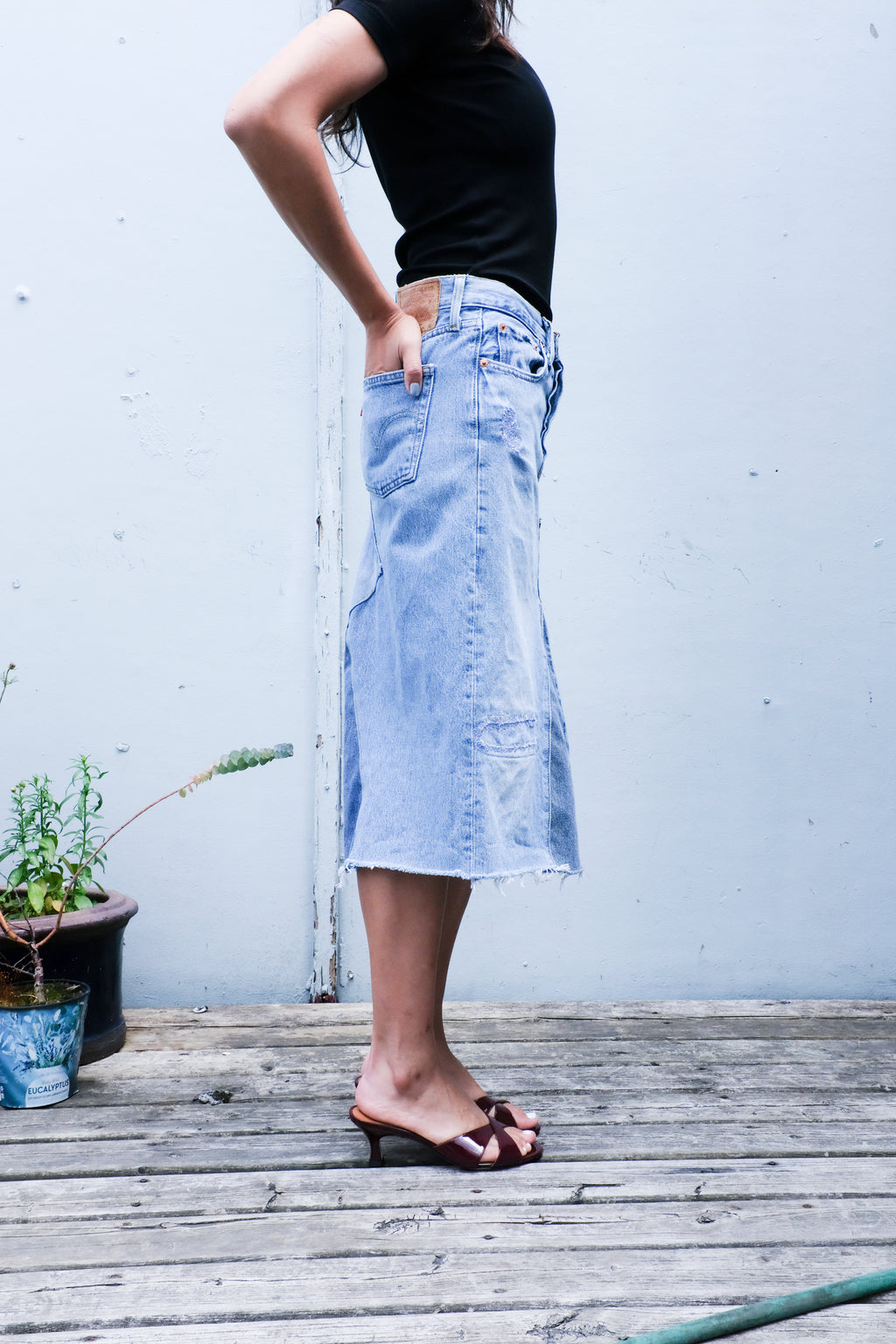 bsides - Reworked Vintage Skirt - Indigo Mix - side