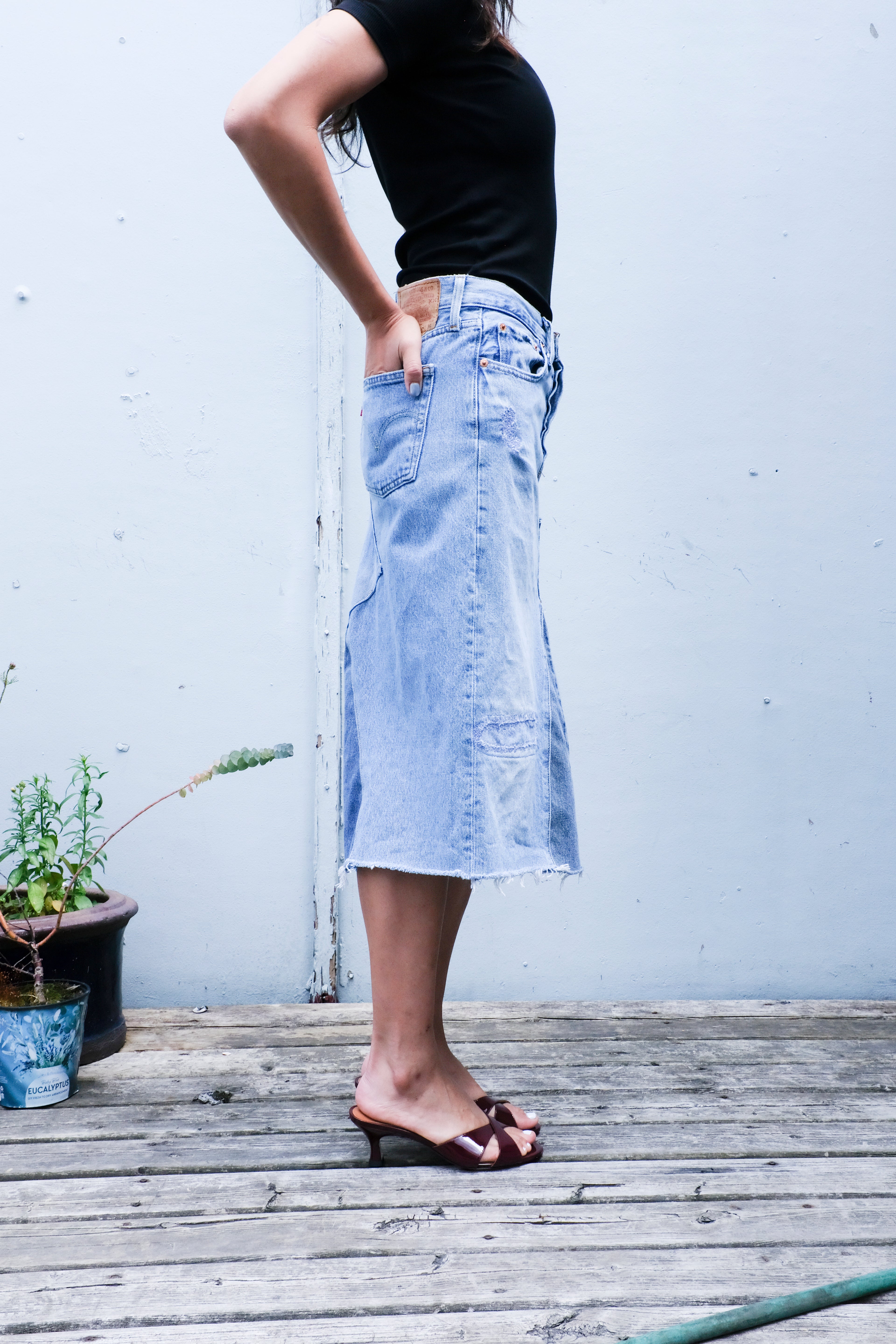 bsides - Reworked Vintage Skirt - Indigo Mix - side
