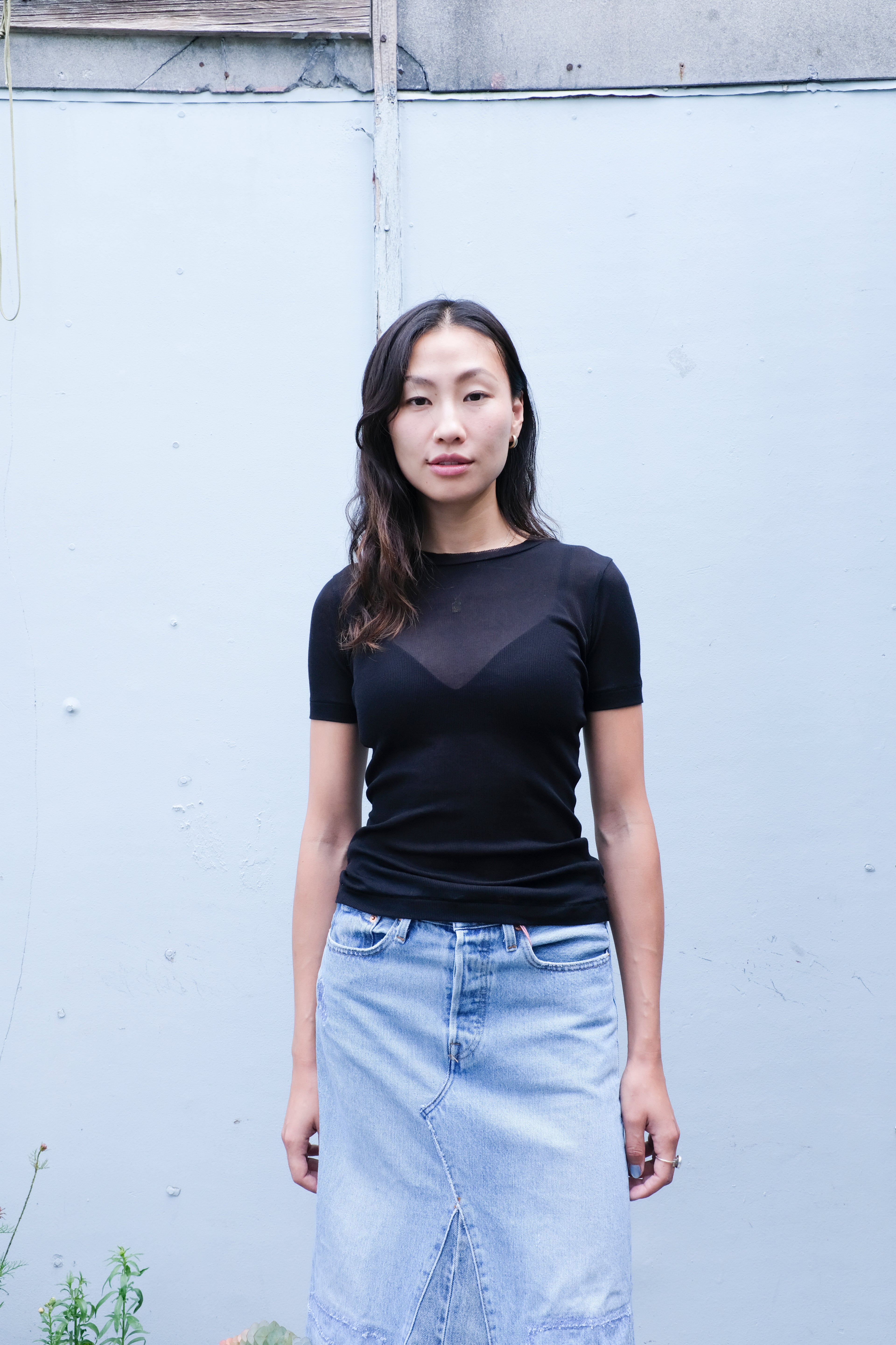 B-sides - Vivien Rib Tee - Black - front