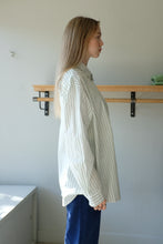 Load image into Gallery viewer, b-sides - Nolan Shirt - Green White Stripe - side
