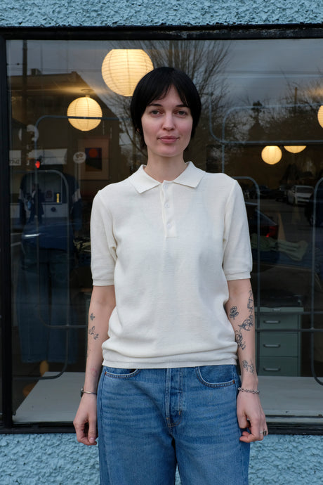 Homecore - Italo Knit Polo - Ivory - front