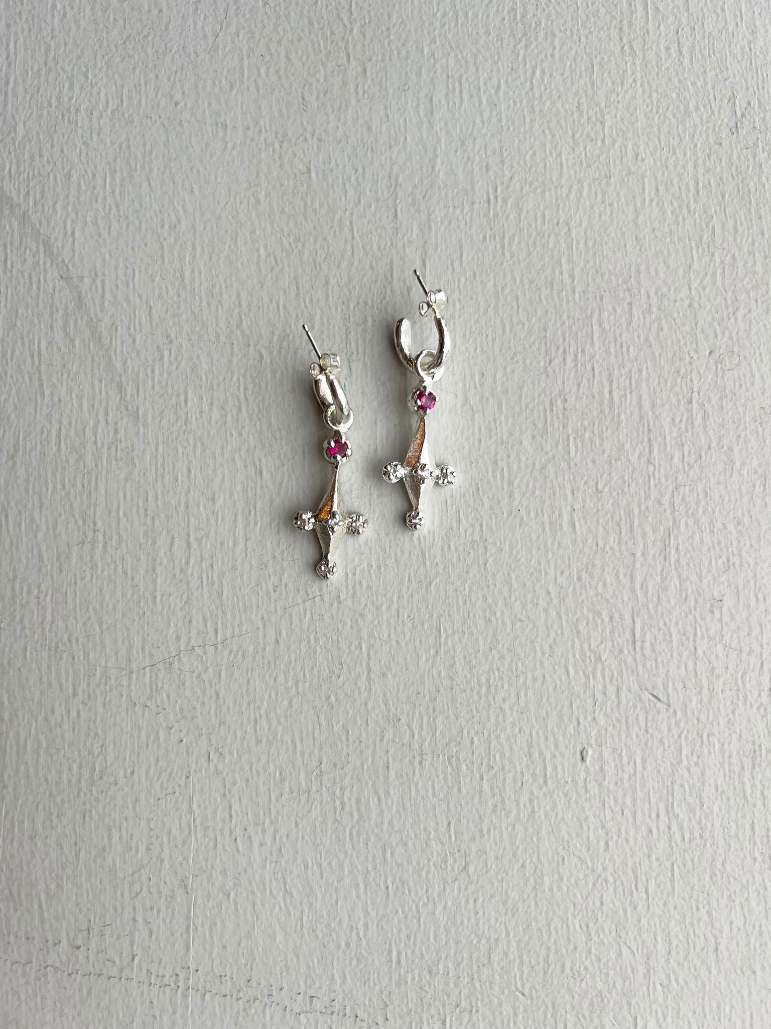 Erica Leal - Gothic Switch Hoop Earrings w/ Rubies