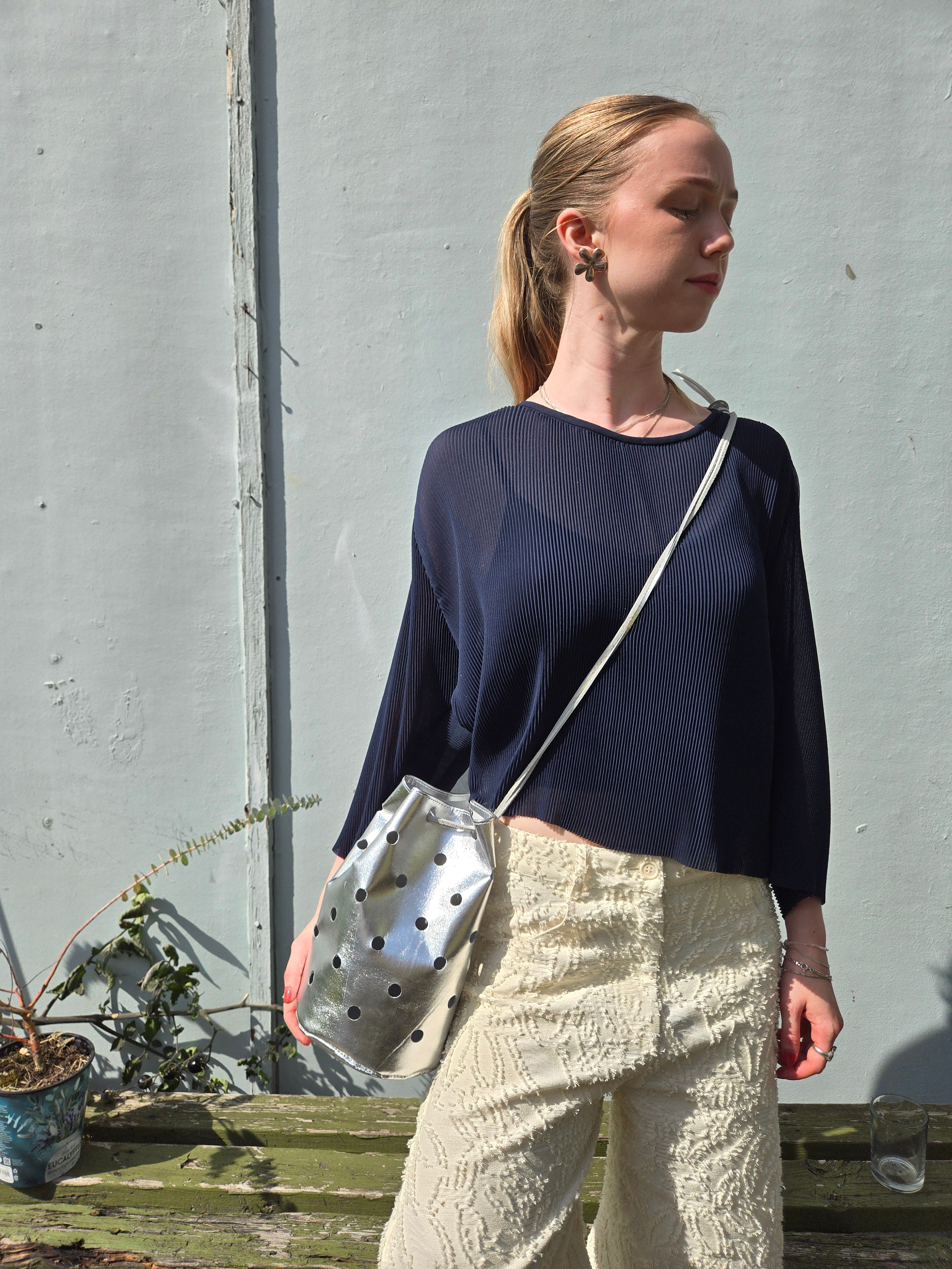 Erin Templeton Dotty Bag - Large - Silver on model