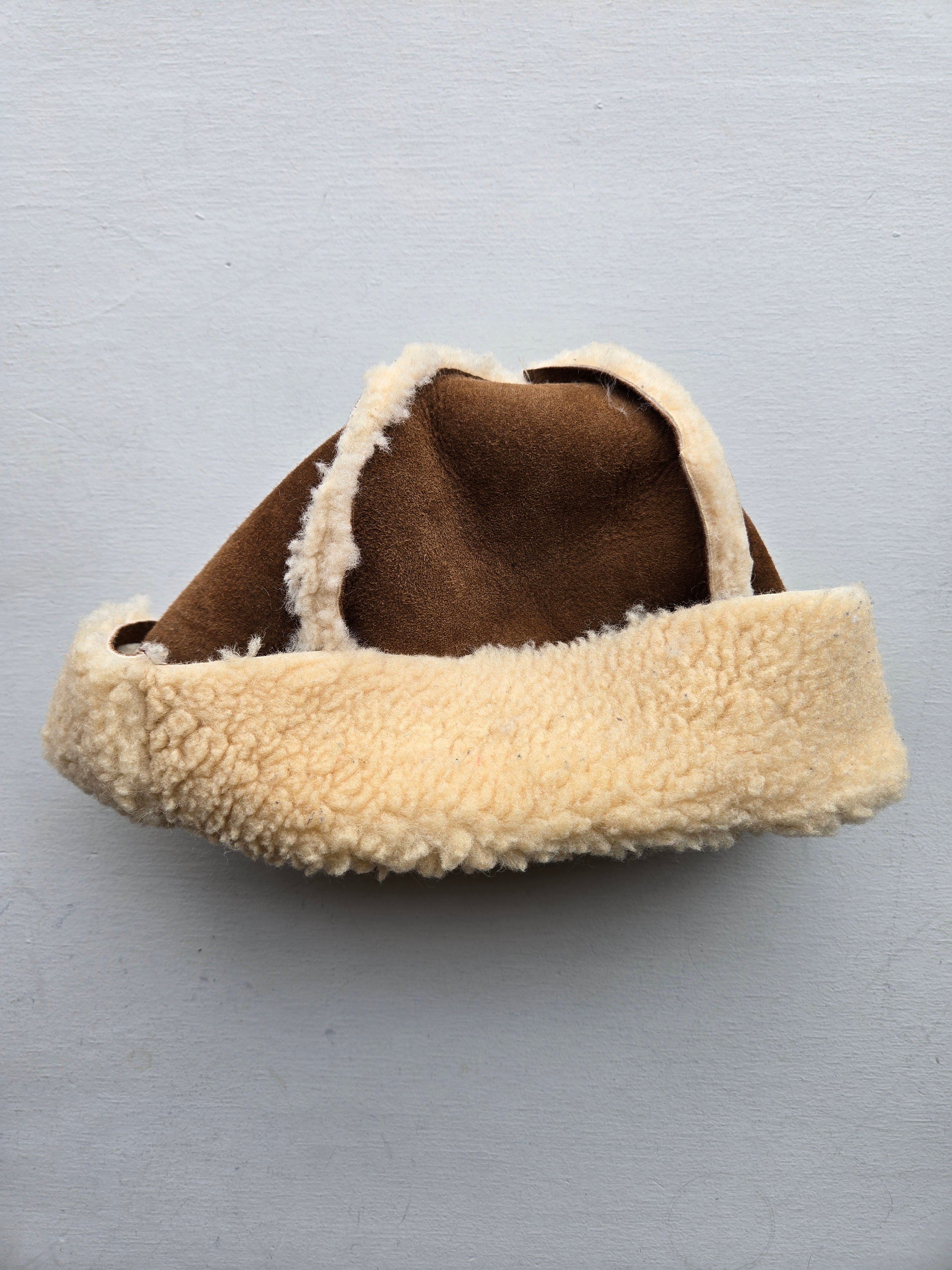Erin Templeton - Fuzzy Sheepskin Hat - Cream & Brown (Small)