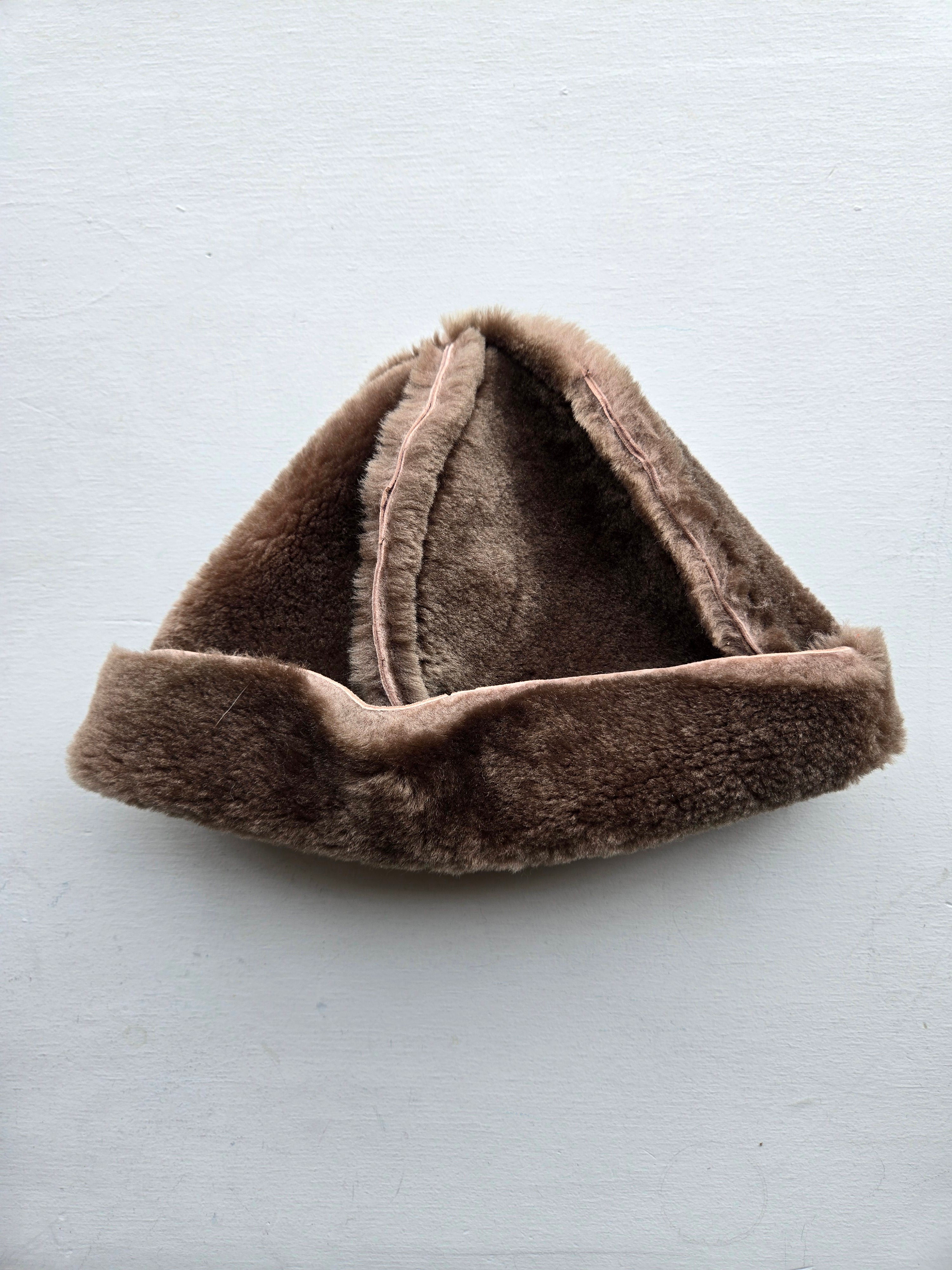 Erin Templeton - Fuzzy Sheepskin Hat - Dark Brown (Large)